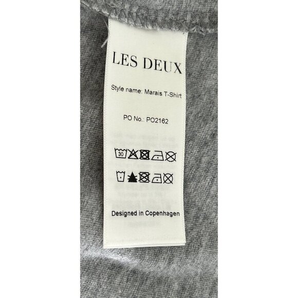 LES DEUX Marais T-Shirt Cotton Gray Crewneck Size Small - Picture 7 of 8